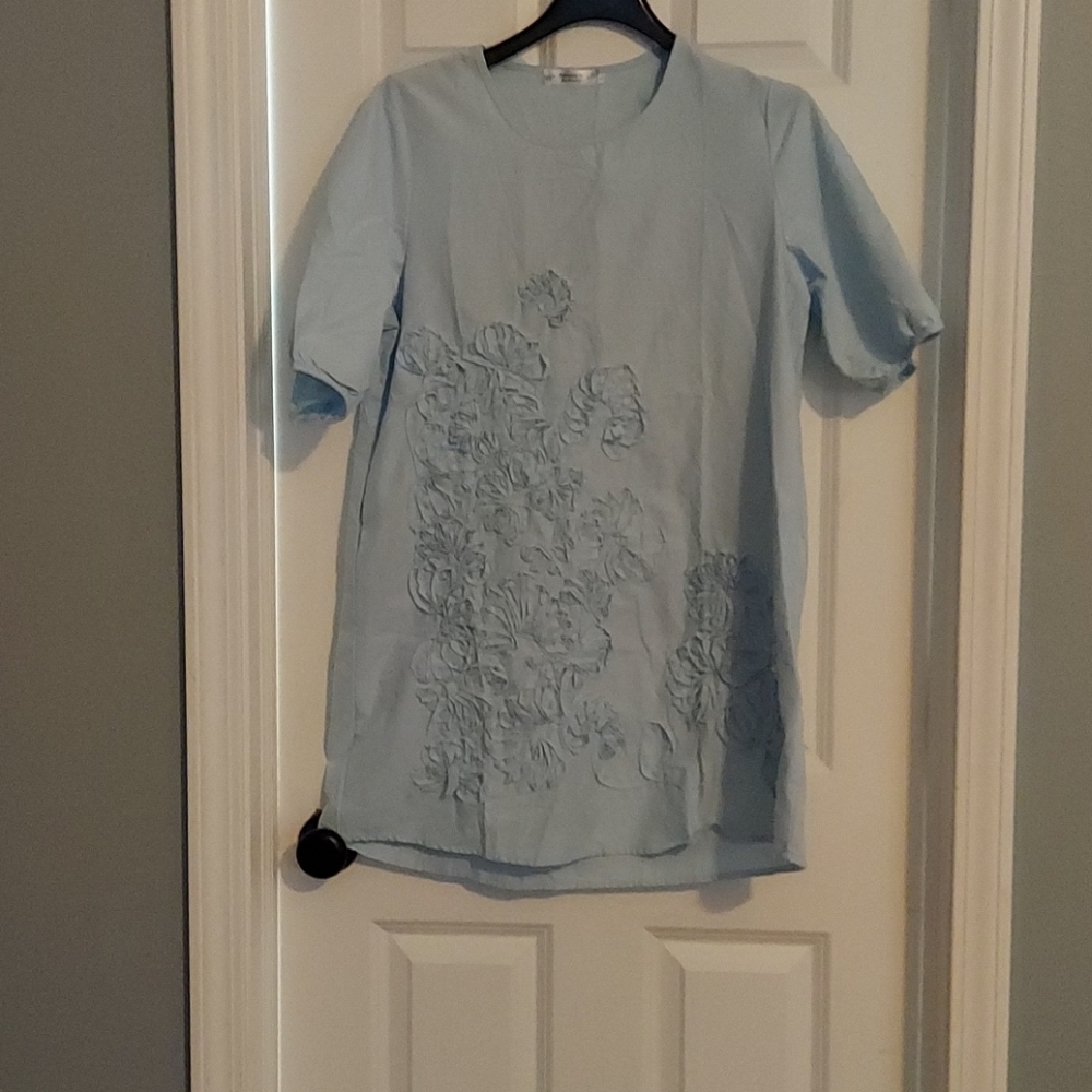 New Boho light blue dress w/embellishments